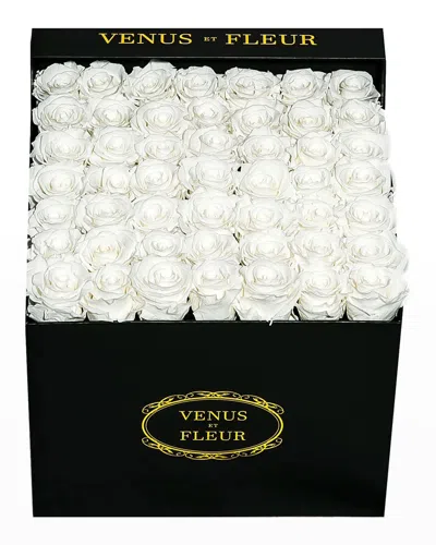 Venus Et Fleur Classic Large Square Rose Box In Black