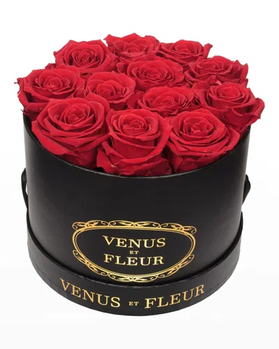 Venus Et Fleur Classic Small Round Rose Box In Blue