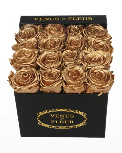 Venus Et Fleur Classic Small Square Rose Box In Brown