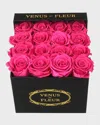 Venus Et Fleur Classic Small Square Rose Box In Hot Pink