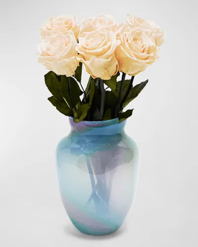 Venus Et Fleur Eternity Rose Multicolor Glass Vase Arrangement In Pearl Roses