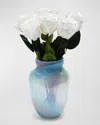 Venus Et Fleur Eternity Rose Multicolor Glass Vase Arrangement In Pearl Sheen Roses