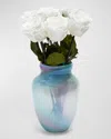 Venus Et Fleur Eternity Rose Multicolor Glass Vase Arrangement In Brown