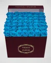 Venus Et Fleur Large Square Blush Roses Merlot Suede Bouquet In Blue