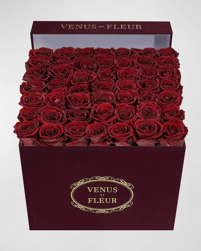 Venus Et Fleur Large Square Blush Roses Merlot Suede Bouquet In Burgundy