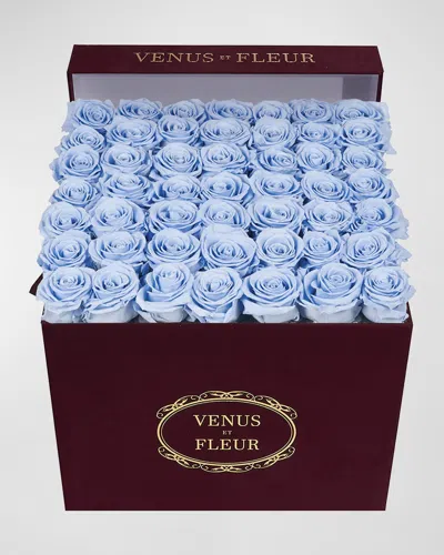Venus Et Fleur Large Square Blush Roses Merlot Suede Bouquet In Lavender