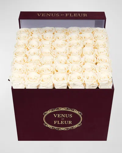 Venus Et Fleur Large Square Blush Roses Merlot Suede Bouquet In Blue