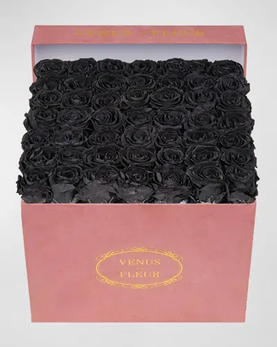 Venus Et Fleur Large Square Pink Suede Bouquet Of Roses In Black