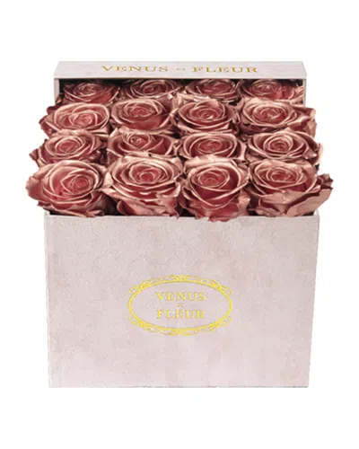 Venus Et Fleur Suede Small Square Rose Box In Burgundy