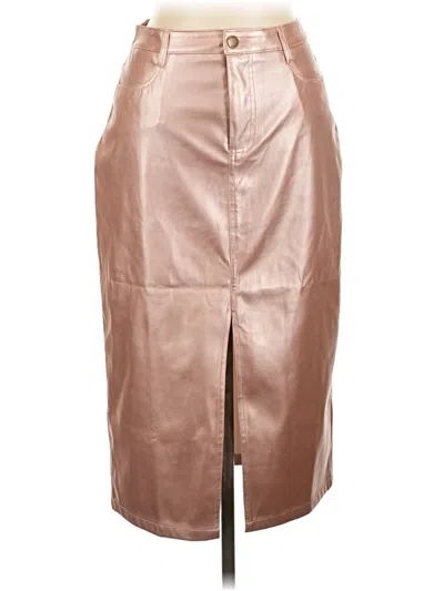 Pre-owned Venus Faux Leather Skirt In Tan