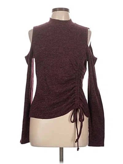 Pre-owned Venus Long Sleeve Top Burgundy Cold Shoulder Neckline Tops