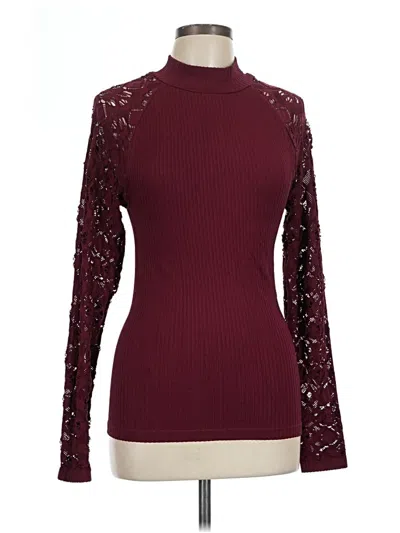 Pre-owned Venus Long Sleeve Top Burgundy Turtleneck Tops