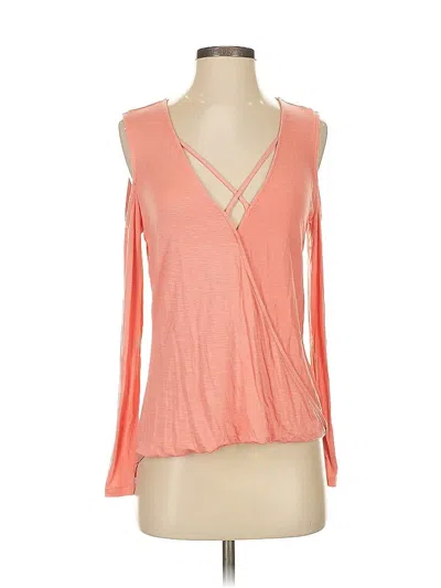 Pre-owned Venus Long Sleeve Top Orange Plunge Neckline Tops