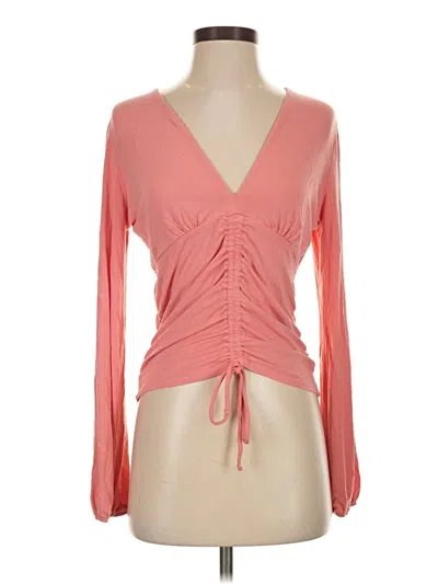 Pre-owned Venus Long Sleeve Top Pink Plunge Neckline Tops