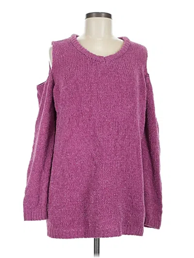 Pre-owned Venus Long Sleeve Top Purple Cold Shoulder Neckline Tops