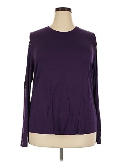 Pre-owned Venus Long Sleeve Top Purple Crew Neck Tops