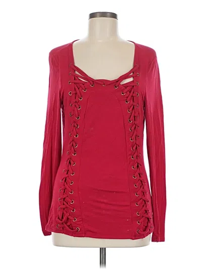 Pre-owned Venus Long Sleeve Top Red Keyhole Neckline Tops