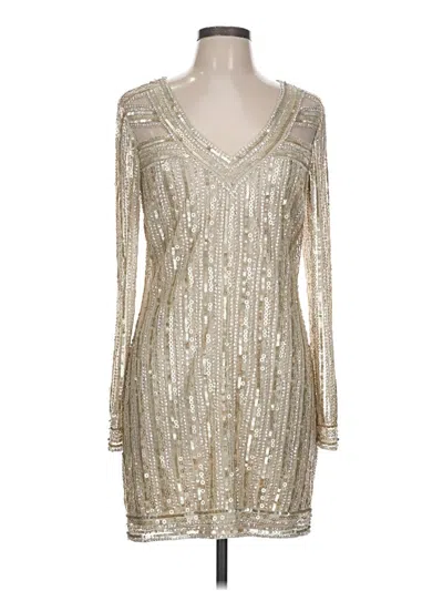 Pre-owned Venus Long Sleeve Top Silver Plunge Neckline Tops