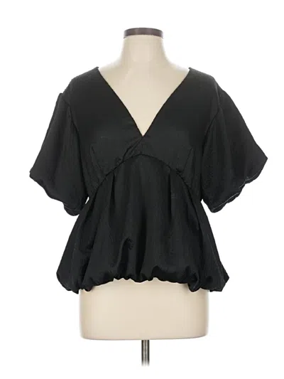 Pre-owned Venus Short Sleeve Blouse In Black