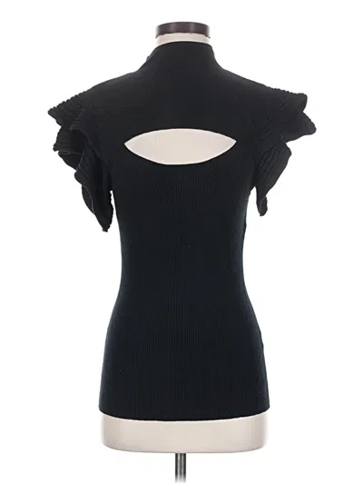 Pre-owned Venus Short Sleeve Top Black Ruffles Neckline Tops