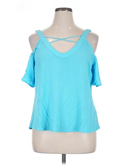 Pre-owned Venus Short Sleeve Top Blue Cold Shoulder Neckline Tops