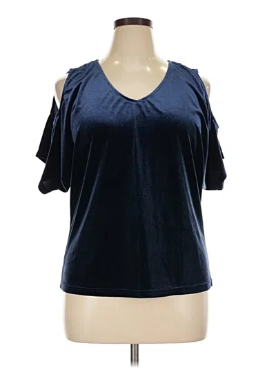 Pre-owned Venus Short Sleeve Top Blue Cold Shoulder Neckline Tops