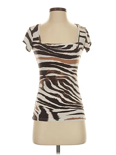 Pre-owned Venus Short Sleeve Top Brown Scoop Neck Tops