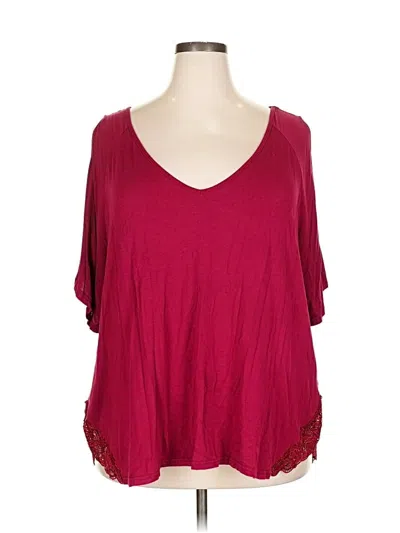 Pre-owned Venus Short Sleeve Top Burgundy Cold Shoulder Neckline Tops