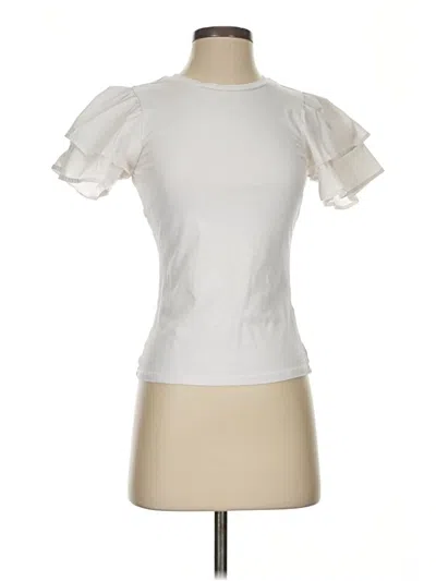 Pre-owned Venus Short Sleeve Top Ivory Mock Neckline Tops In White
