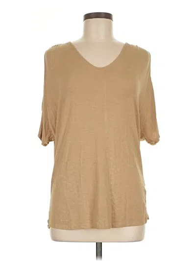 Pre-owned Venus Short Sleeve Top Tan V-neck Tops