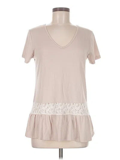 Pre-owned Venus Short Sleeve Top Tan V-neck Tops