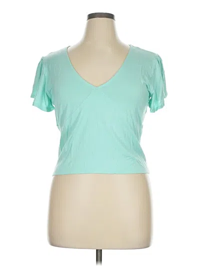 Pre-owned Venus Short Sleeve Top Teal Sweetheart Neckline Tops In Blue