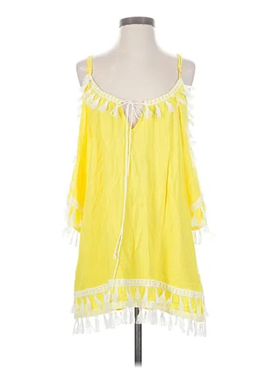 Pre-owned Venus Sleeveless Top Yellow Cold Shoulder Neckline Tops