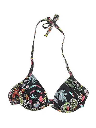 Pre-owned Venus Swimsuit Top Black Floral Pattern Swimwear