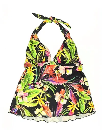 Pre-owned Venus Swimsuit Top Black Tropical Pattern Swimwear