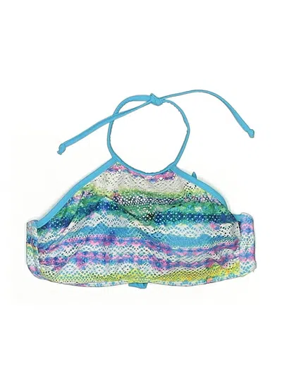 Pre-owned Venus Swimsuit Top Blue Chevron/herringbone Pattern Swimwear