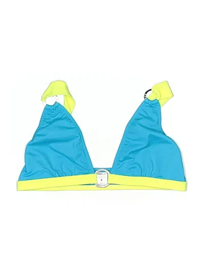 Pre-owned Venus Swimsuit Top Blue Color Block Pattern Swimwear