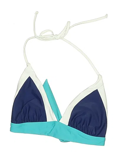 Pre-owned Venus Swimsuit Top Blue Color Block Pattern Swimwear