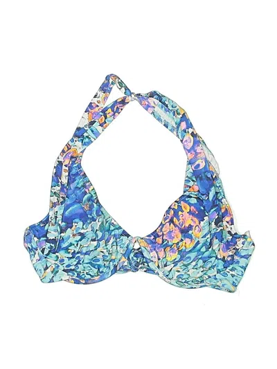 Pre-owned Venus Swimsuit Top Blue Floral Pattern Swimwear