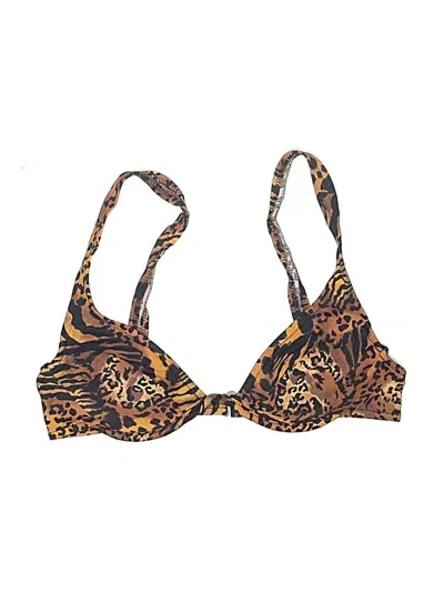 Pre-owned Venus Swimsuit Top Brown Animal Print Pattern Swimwear