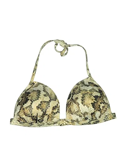 Pre-owned Venus Swimsuit Top Gold Animal Print Pattern Swimwear