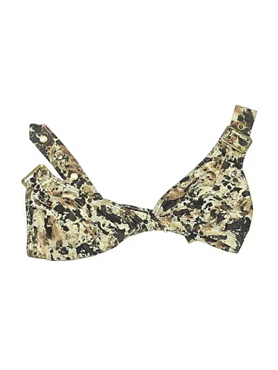 Pre-owned Venus Swimsuit Top Gold Tweed Pattern Swimwear