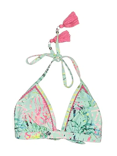 Pre-owned Venus Swimsuit Top Green Tropical Pattern Swimwear