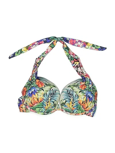 Pre-owned Venus Swimsuit Top Green Tropical Pattern Swimwear