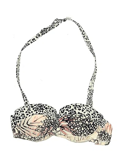 Pre-owned Venus Swimsuit Top Ivory Animal Print Pattern Swimwear In White