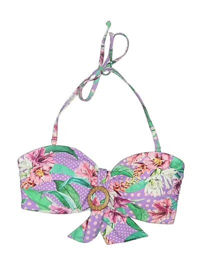 Pre-owned Venus Swimsuit Top Purple Floral Pattern Swimwear