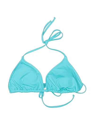 Pre-owned Venus Swimsuit Top Teal Solid Pattern Swimwear In Blue