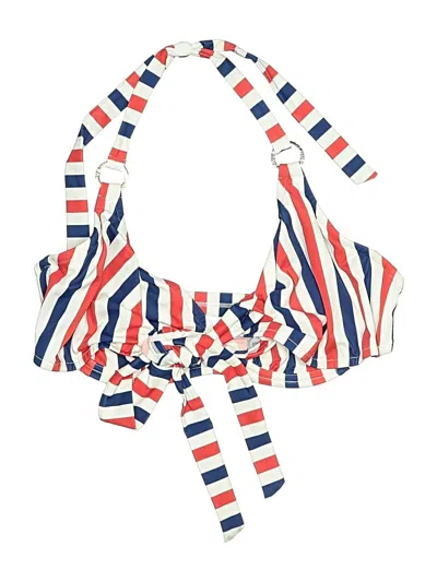 Pre-owned Venus Swimsuit Top White Stripes Pattern Swimwear