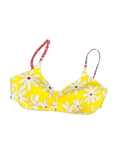 Pre-owned Venus Swimsuit Top Yellow Floral Pattern Swimwear