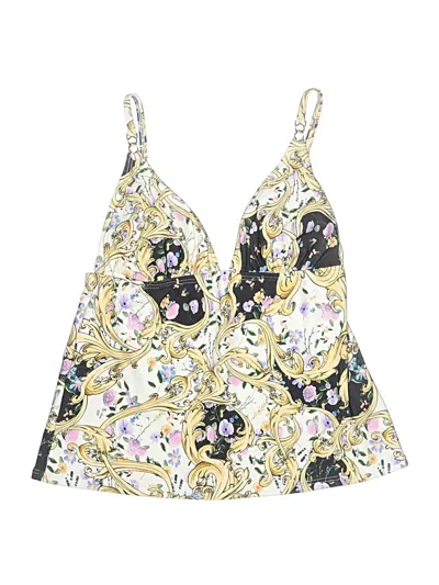 Pre-owned Venus Swimsuit Top Yellow Floral Pattern Swimwear